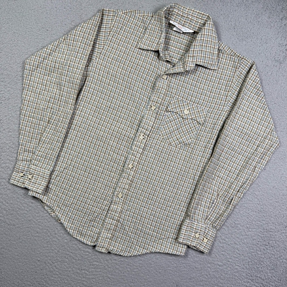 Kids vintage 80s Levi’s plaid button up‎ shirt
